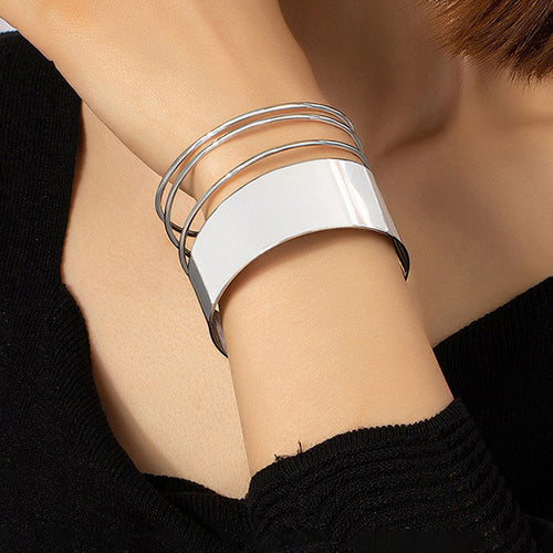 Silver-Plated Bangle-Style Cuff Bracelet For Women And Girls - Wholesale
