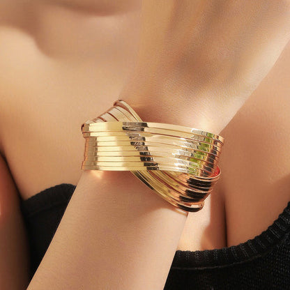 Gold-Plated Bangle-Style Cuff Bracelet For Women And Girls - Wholesale