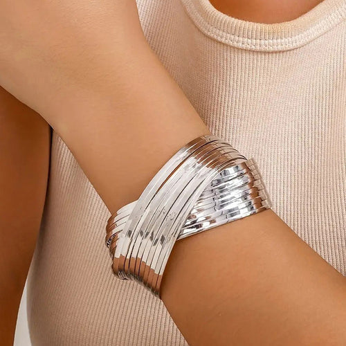 Silver-Plated Bangle-Style Cuff Bracelet For Women And Girls - Wholesale