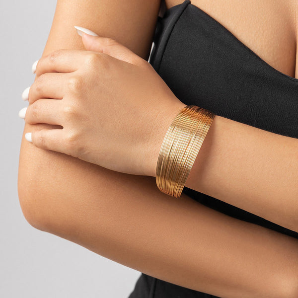 Gold-Plated Bangle-Style Cuff Bracelet - Wholesale