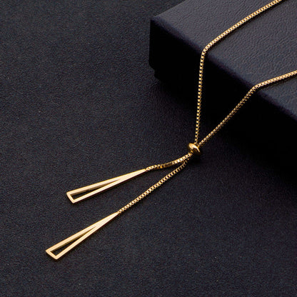 Anti-Tarnish Stainless Steel Gold-Plated Geometric Tassel Pull-Out Necklace - Wholesale