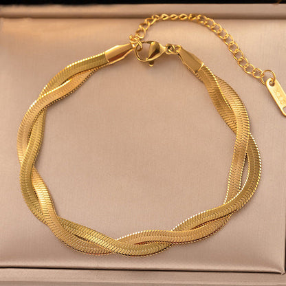 Anti-Tarnish Stainless Steel Gold-Plated Thick Snake Chain Bracelet - Wholesale