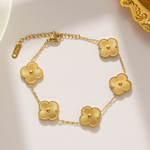 Anti-Tarnish Stainless Steel Golden clover Bracelet - Wholesale