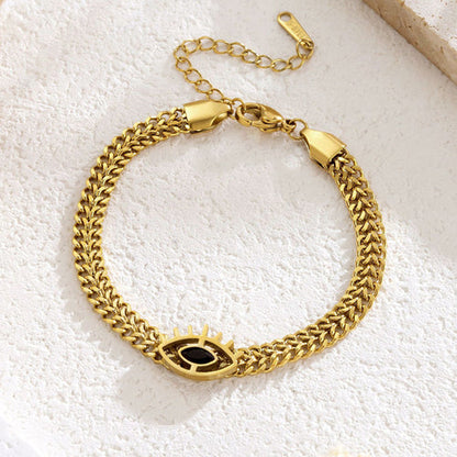 Anti-Tarnish Stainless Steel Gold-Plated Evil Eye Wraparound Bracelet - Wholesale