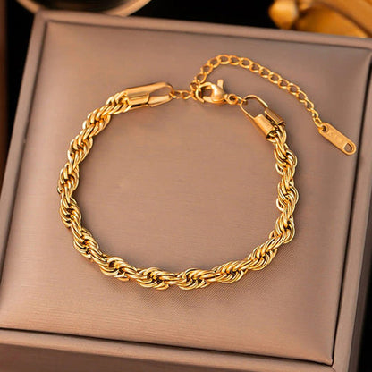 Anti-Tarnish Stainless Steel Gold-Plated Thin Chain Rope Wraparound Bracelet - Wholesale