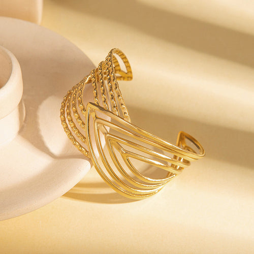 Anti-Tarnish Gold Plated Stainless Steel Contemporary Cuff Bracelet - Wholesale