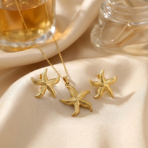 Anti-Tarnish Stainless Steel Gold Plated Star Themed Jewellery Set - Wholesale