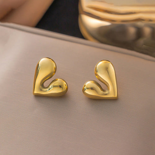 Gold Plated Anti-Tarnish Heart Theme Earrings For Girls And Women - Wholesale