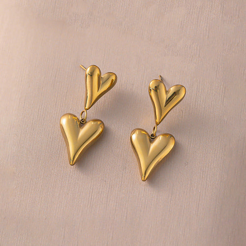 Gold Plated Anti-Tarnish Heart Themed Earring - Wholesale