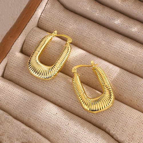 Gold Plated Anti-Tarnish Geometrical Statement Hoop Earrings - Wholesale