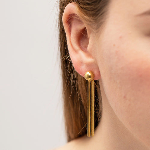 Gold Plated Anti Tarnish Stainless Steel Contemporary Tassel Earrings (Small) - Wholesale