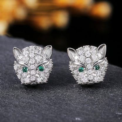 Silver Plated Anti Tarnish Green Eyed Contemporary Earrings - Wholesale