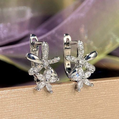 Anti-Tarnish Silver Plated American Diamond Studded Dual Star Shaped Clip-On Earrings - Wholesale