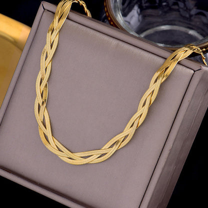 Anti-Tarnish Stainless Steel Gold-Plated Thick Snake Chain Triple Strand Necklace - Wholesale