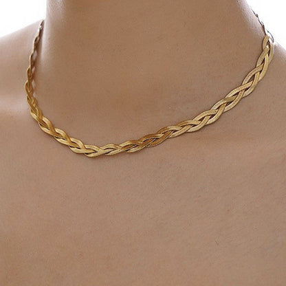 Anti-Tarnish Stainless Steel Gold-Plated Thick Snake Chain Triple Strand Necklace - Wholesale