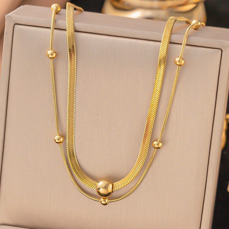Anti-Tarnish Gold-Plated Geometric Snake Chain Stainless Steel Necklace - Wholesale