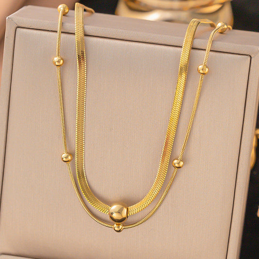 Anti-Tarnish Gold-Plated Geometric Snake Chain Stainless Steel Necklace - Wholesale