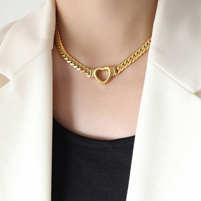 Anti-Tarnish Stainless Steel Gold-Plated Heart Themed Layered Necklace - Wholesale