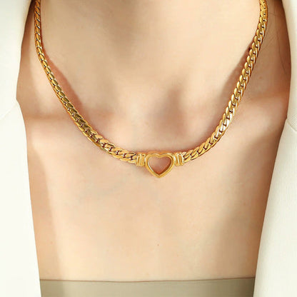 Anti-Tarnish Stainless Steel Gold-Plated Heart Themed Layered Necklace - Wholesale