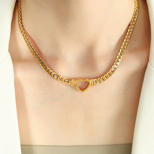 Anti-Tarnish Stainless Steel Gold-Plated Heart Themed Layered Necklace - Wholesale