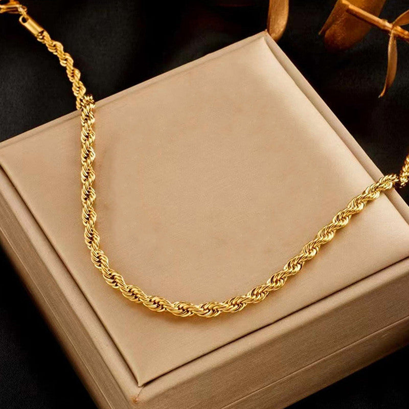 Anti-Tarnish Stainless Steel Gold-Plated Twisted Chain Necklace - Wholesale