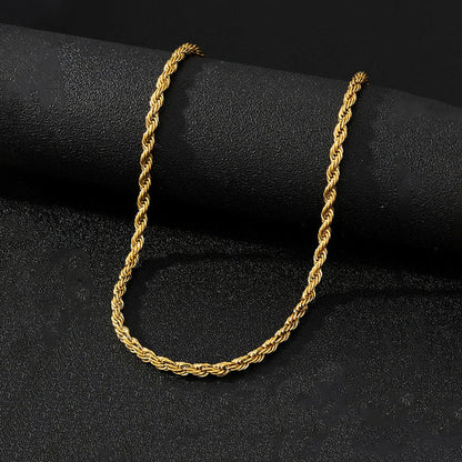 Anti-Tarnish Stainless Steel Gold-Plated Rope Themed Thin Necklace Chain - Wholesale