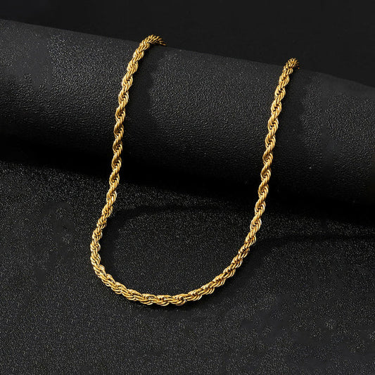 Anti-Tarnish Stainless Steel Gold-Plated Rope Themed Thin Necklace Chain - Wholesale