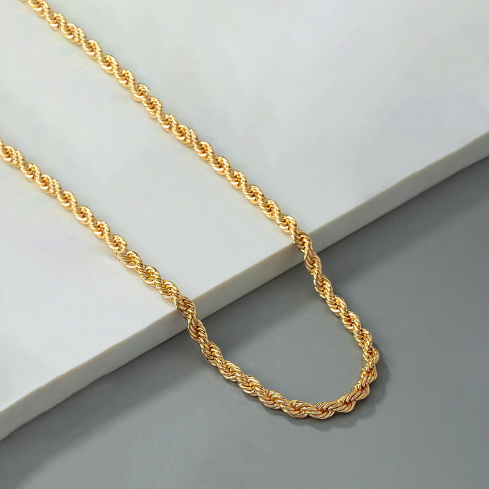 Anti-Tarnish Stainless Steel Gold-Plated Rope Themed Thin Necklace Chain - Wholesale