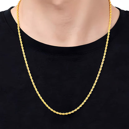 Anti-Tarnish Stainless Steel Gold-Plated Rope Themed Thin Necklace Chain - Wholesale