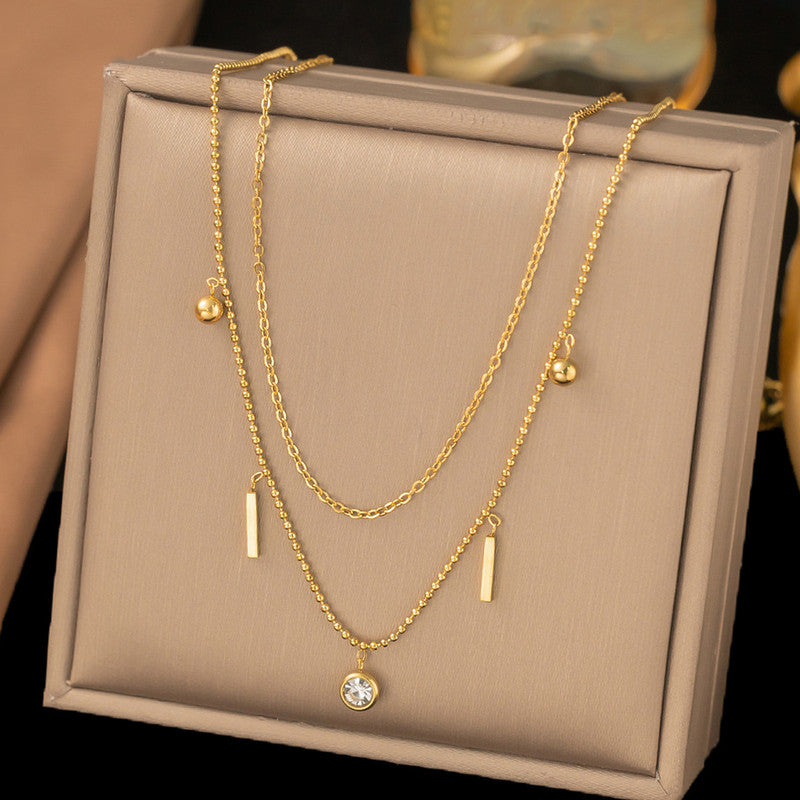 Anti-Tarnish Stainless Steel Gold-Plated Geometrical Necklace - Wholesale