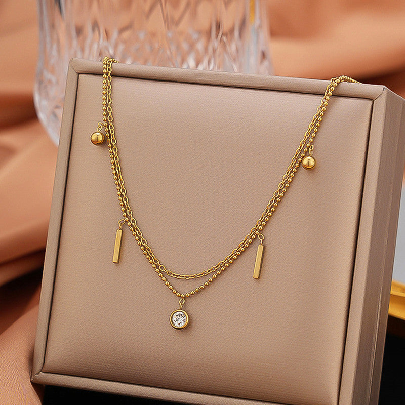 Anti-Tarnish Stainless Steel Gold-Plated Geometrical Necklace - Wholesale