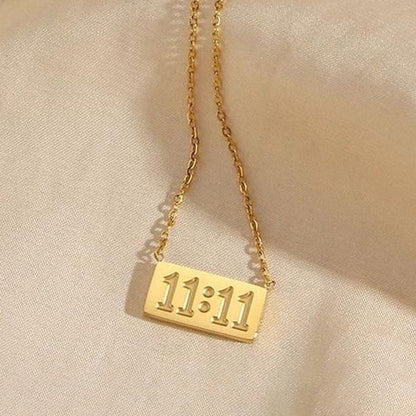 Anti-Tarnish Stainless Steel Gold-Plated 11:11 Angel Make a Wish Pendant - Wholesale