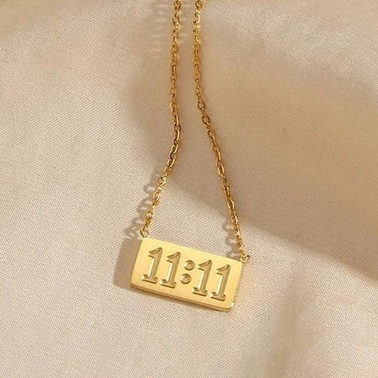 Anti-Tarnish Stainless Steel Gold-Plated 11:11 Angel Make a Wish Pendant - Wholesale