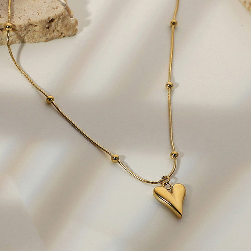 Anti-Tarnish Stainless Steel Gold-Plated Heart Pendant - Wholesale