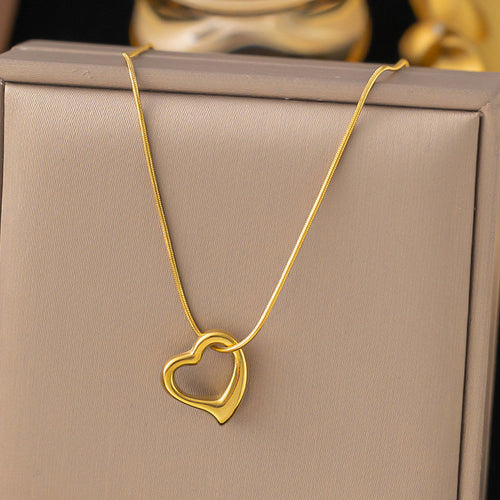 Anti-Tarnish Stainless Steel Gold-Plated Heart Themed Pendant - Wholesale