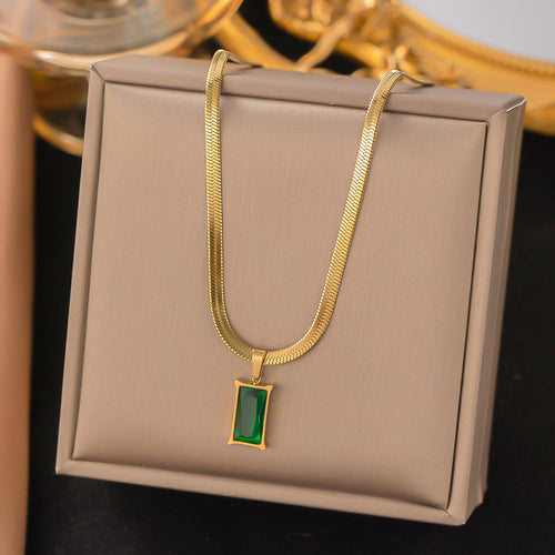 Anti-Tarnish Gold-Plated Green Geometric Pendant - Wholesale
