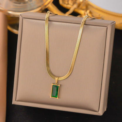 Anti-Tarnish Gold-Plated Green Geometric Pendant - Wholesale
