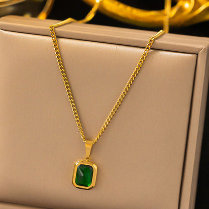 Anti-Tarnish Gold-Plated Green Geometric Pendant - Wholesale