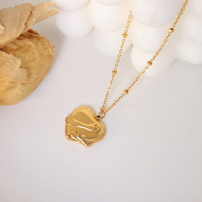 Anti-Tarnish Stainless Steel Gold-Plated Heart Themed Pendant - Wholesale