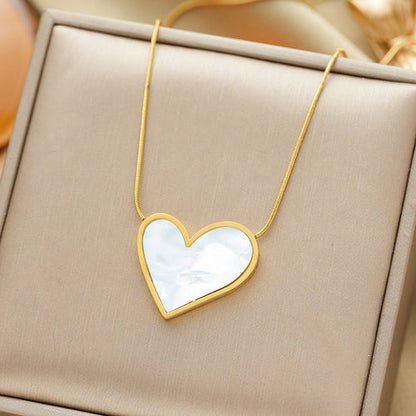 Anti-Tarnish Stainless Steel Gold-Plated Heart Themed MOP Pendant - Wholesale