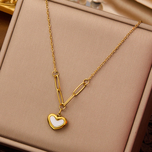 Anti-Tarnish Stainless Steel Gold-Plated Heart Themed Pendant - Wholesale