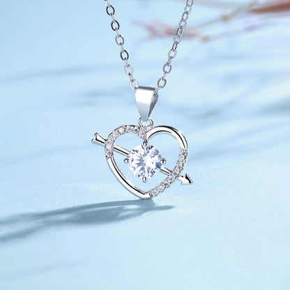 Anti-Tarnish Stainless Steel Silver-Plated American Diamond Studded Heart Pendant - Wholesale