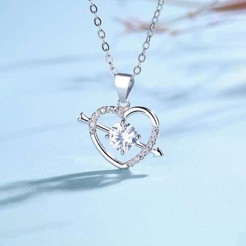 Anti-Tarnish Stainless Steel Silver-Plated American Diamond Studded Heart Pendant - Wholesale