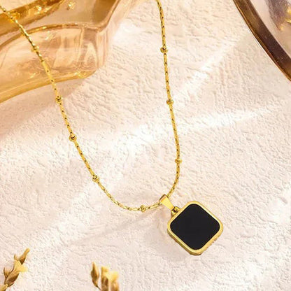 Anti-Tarnish Gold-Plated Black Geometric Pendant - Wholesale