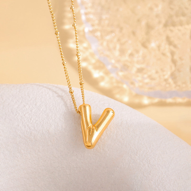 Anti-Tarnish Stainless Steel Gold-Plated Alphabetical Pendant - Wholesale