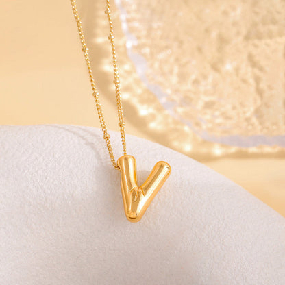 Anti-Tarnish Stainless Steel Gold-Plated Alphabetical Pendant - Wholesale