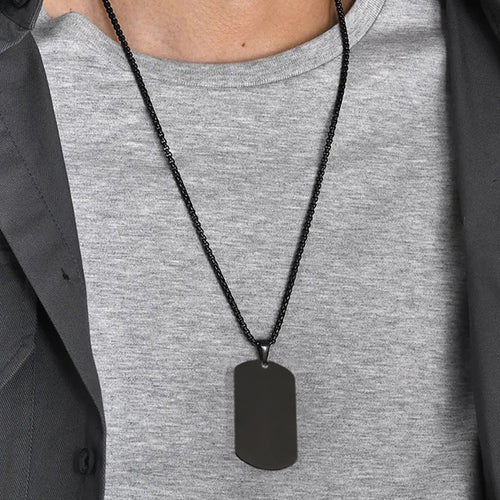 Anti-Tarnish Stainless Steel Black & Silver Rectangular Hip Hop Party Pendant - Wholesale