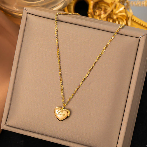 Anti-Tarnish Gold-Plated Heart Themed Stainless Steel Pendant - Wholesale