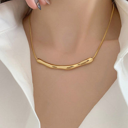 Anti-Tarnish Gold-Plated Arc Chain Stainless Steel Necklace - Wholesale