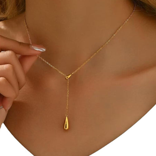 Anti-Tarnish Gold-Plated Teardrop Stainless Steel Pendant - Wholesale